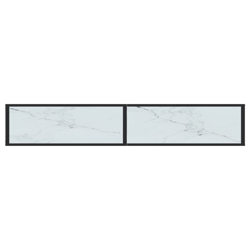Masă consolă, alb marmură, 200x35x75,5 cm, sticlă securizată