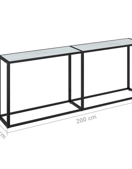 Încărcați imaginea în vizualizatorul Galerie, Masă consolă, alb marmură, 200x35x75,5 cm, sticlă securizată
