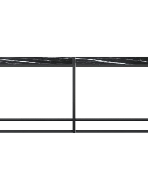 Încărcați imaginea în vizualizatorul Galerie, Masă consolă, negru marmură, 200x35x75,5 cm, sticlă securizată
