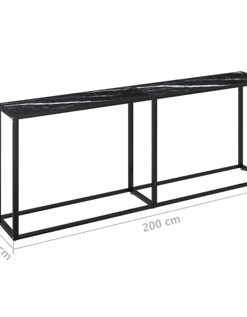 Загрузите изображение в средство просмотра галереи, Masă consolă, negru marmură, 200x35x75,5 cm, sticlă securizată
