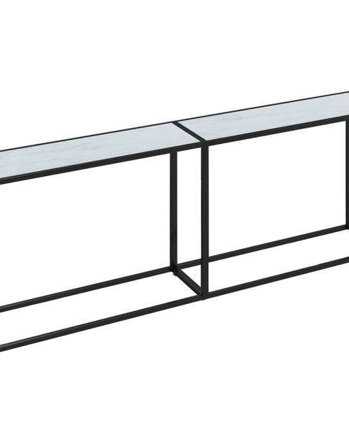 Загрузите изображение в средство просмотра галереи, Masă consolă, alb marmură, 220x35x75,5 cm, sticlă securizată

