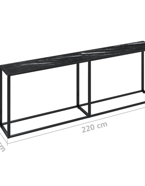 Загрузите изображение в средство просмотра галереи, Masă consolă, negru marmură, 220x35x75,5 cm, sticlă securizată
