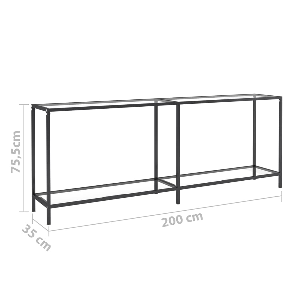 Masă consolă, transparent, 200x35x75,5 cm, sticlă securizată