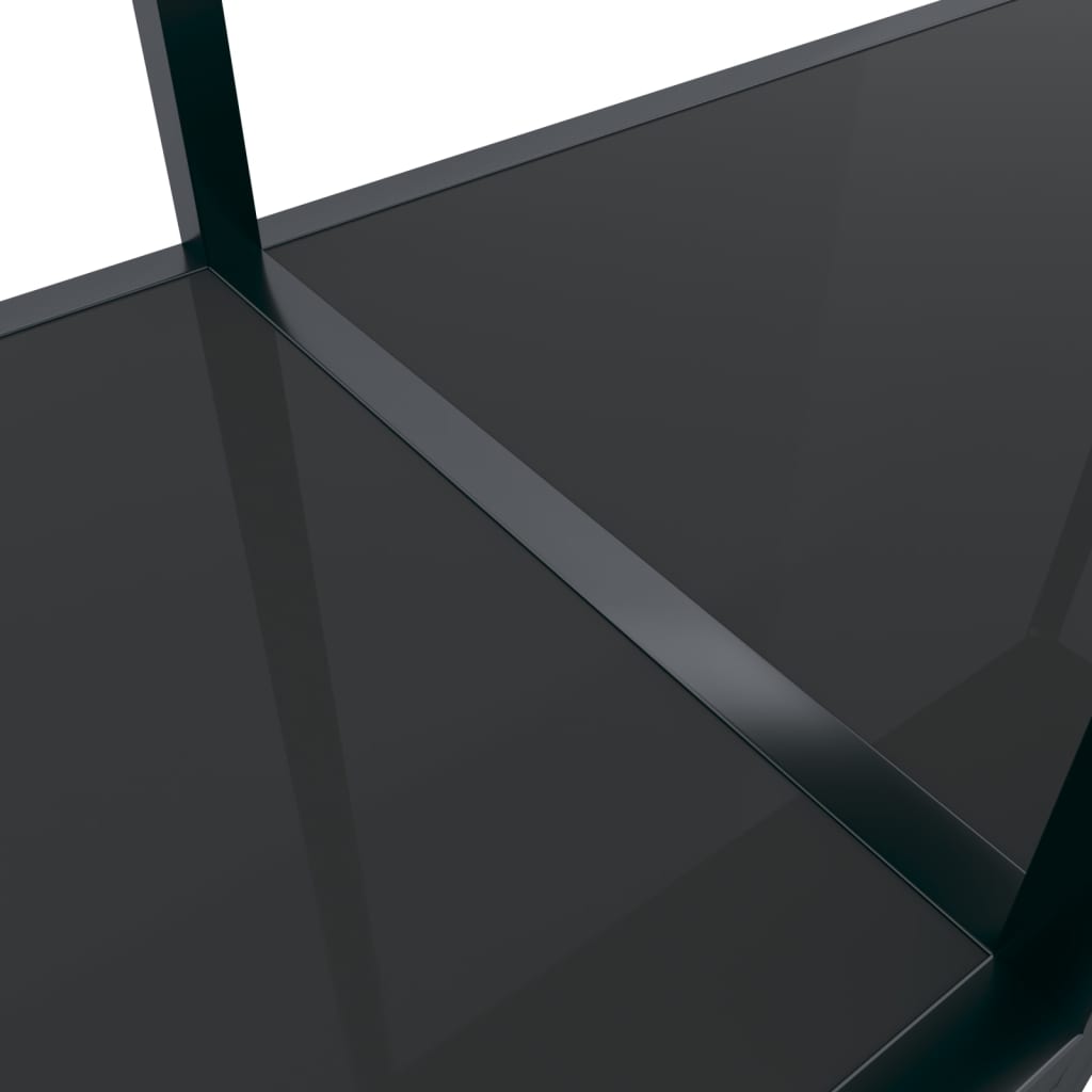 Masă consolă, negru, 220x35x75,5 cm, sticlă securizată