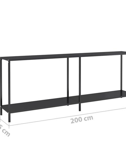 Загрузите изображение в средство просмотра галереи, Masă consolă, negru, 220x35x75,5 cm, sticlă securizată
