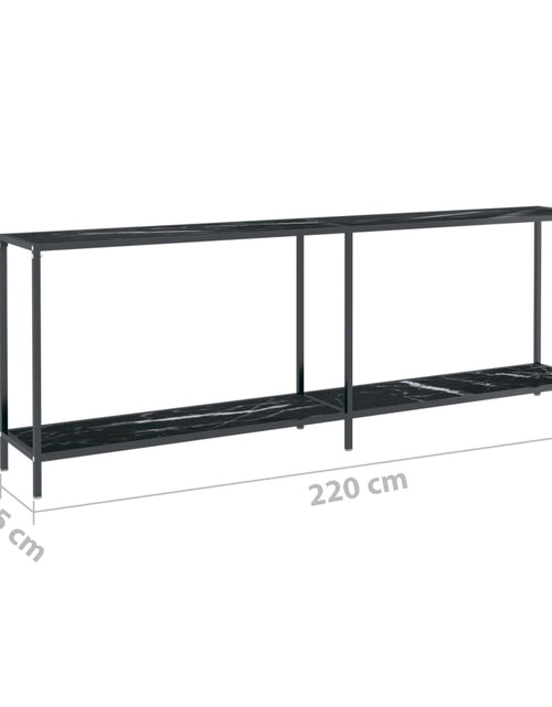 Загрузите изображение в средство просмотра галереи, Masă consolă, negru, 220x35x75,5 cm, sticlă securizată
