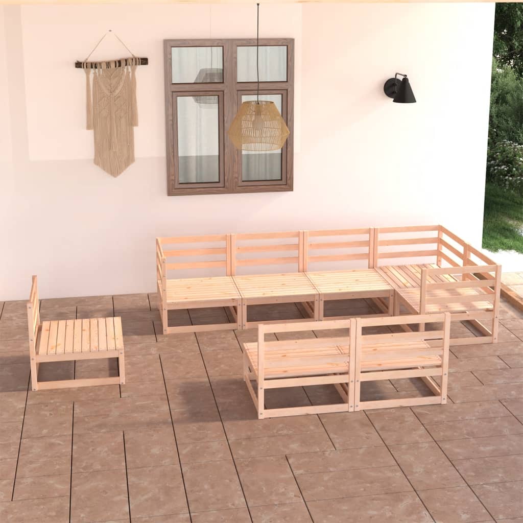 Set mobilier de grădină, 8 piese, lemn masiv de pin