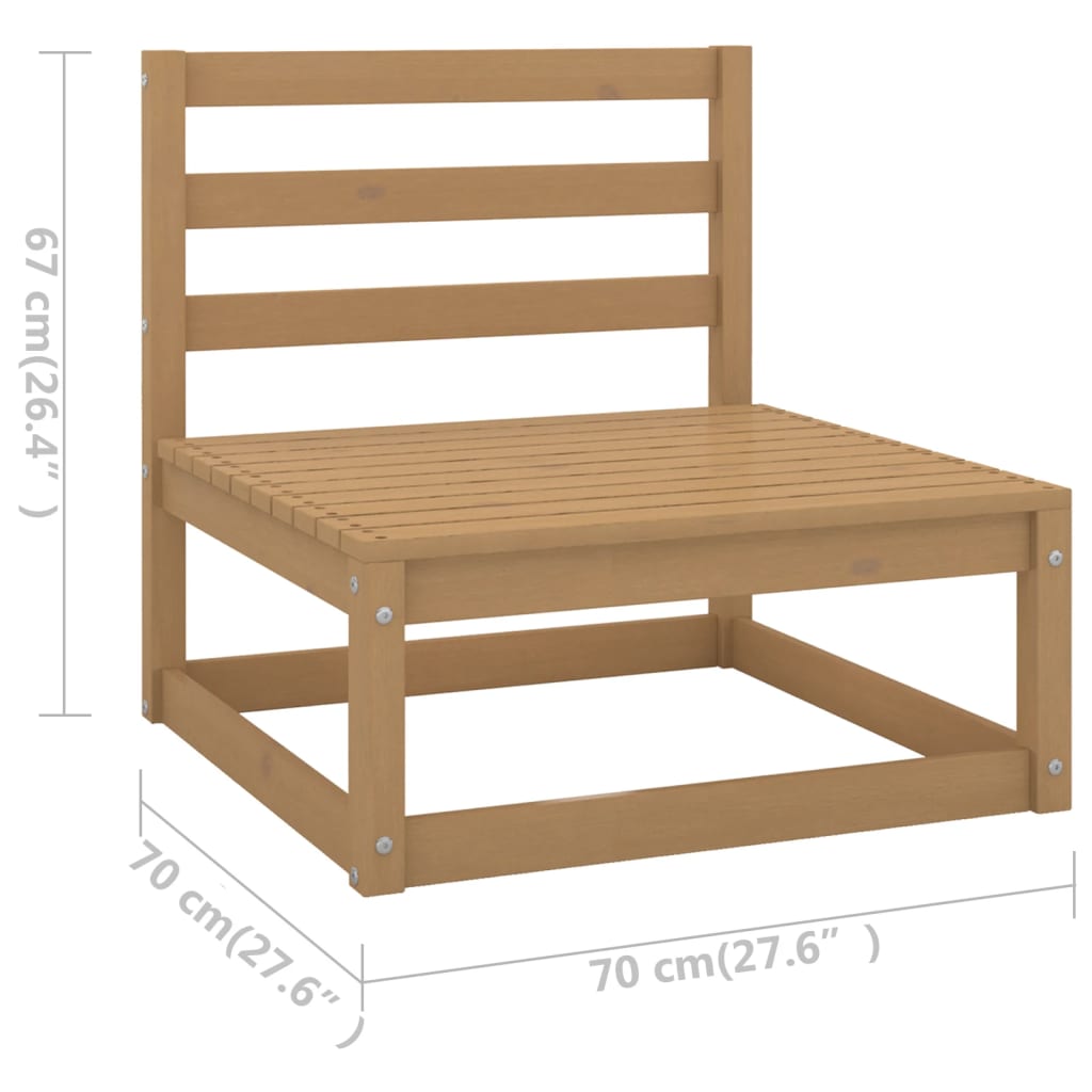 Set mobilier de grădină, 9 piese, maro miere, lemn masiv de pin