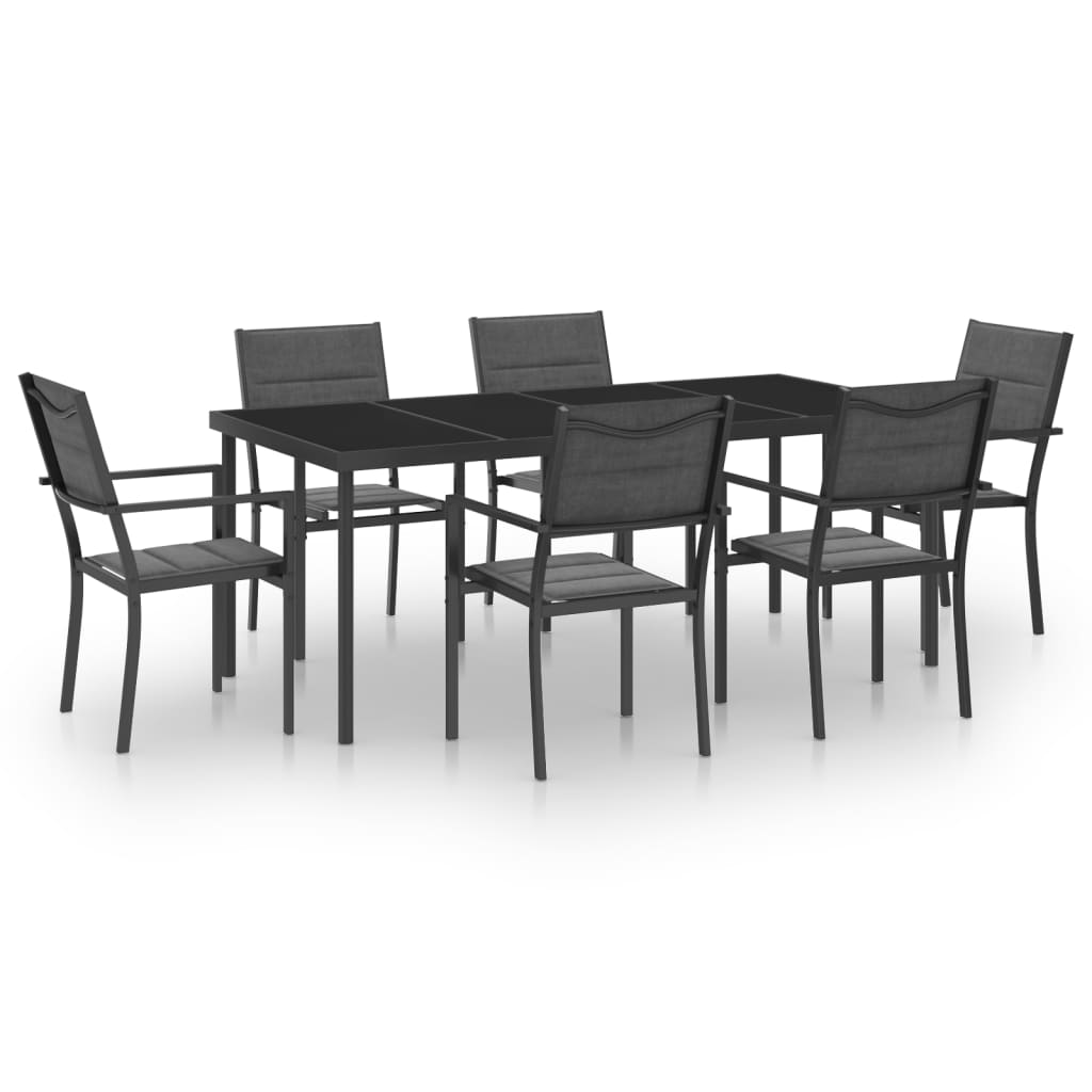 Set mobilier de exterior, 7 piese, oțel