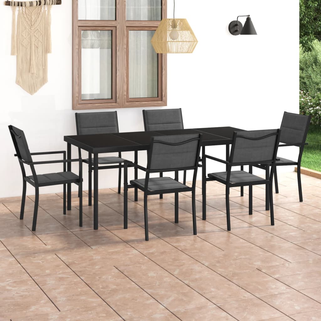 Set mobilier de exterior, 7 piese, oțel