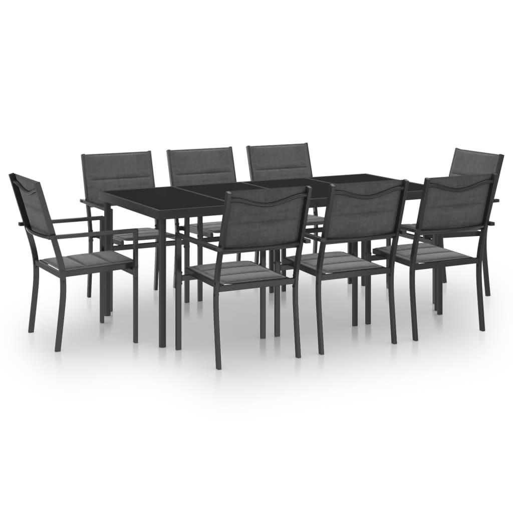 Set mobilier de exterior, 9 piese, oțel