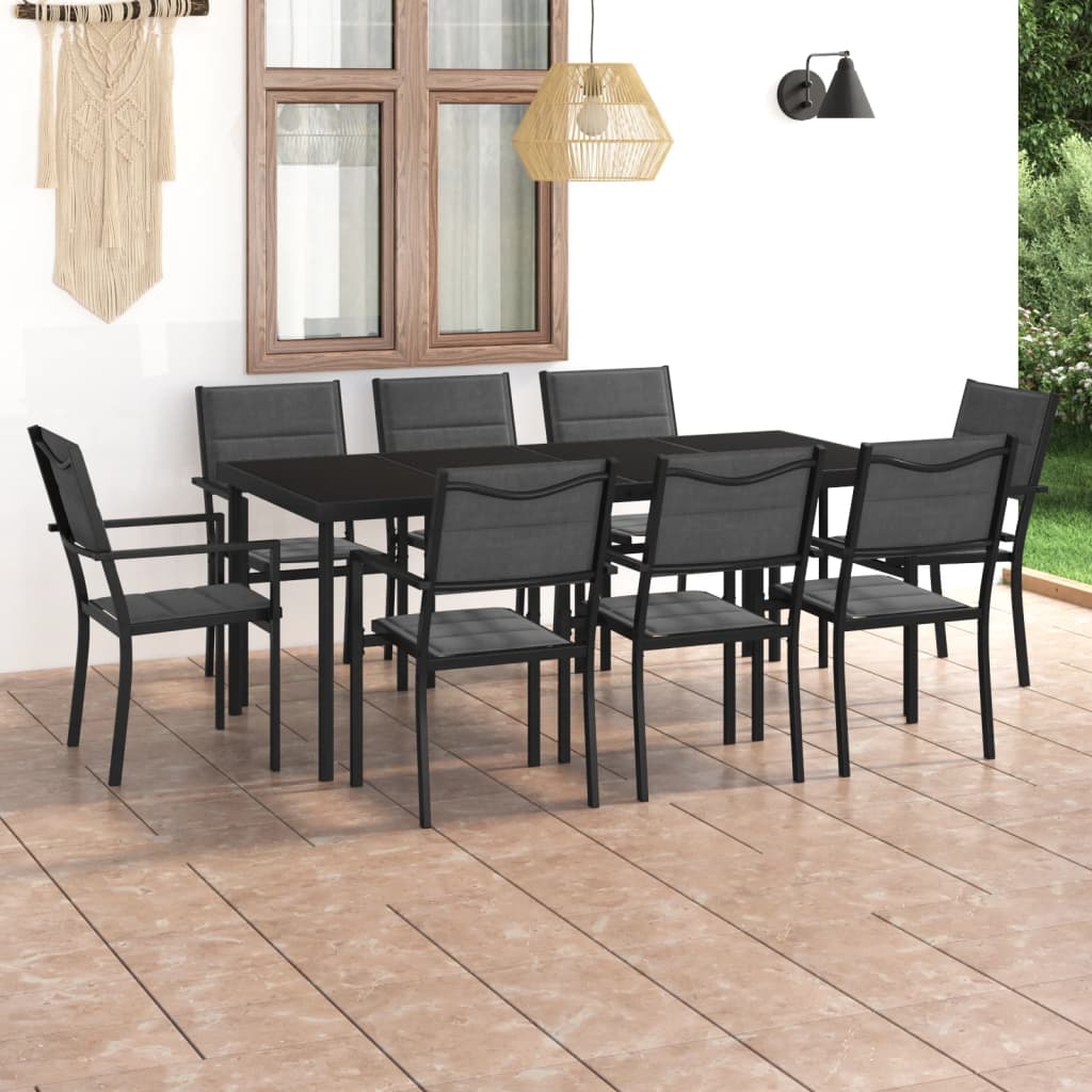 Set mobilier de exterior, 9 piese, oțel