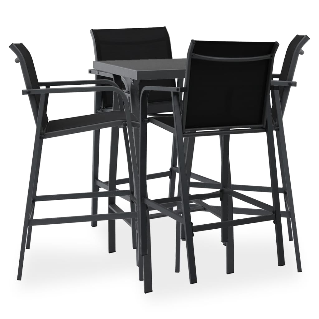 Set mobilier de bar pentru grădină, 5 piese, negru - Lando