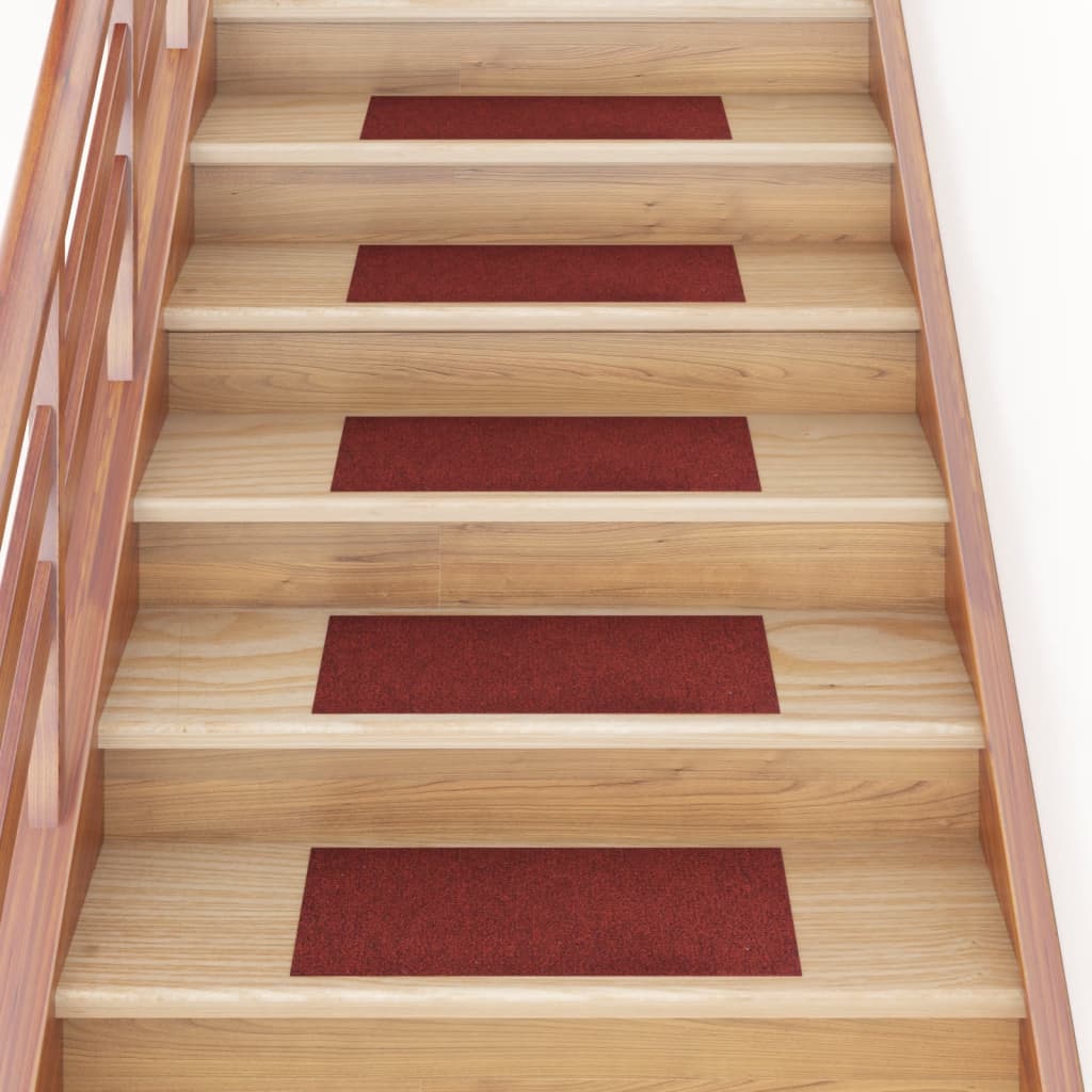 Covorașe de scări autoadezive, 15 buc., roșu, 60x25 cm