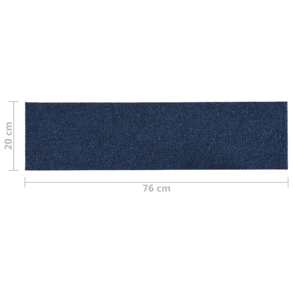 Covorașe de scări autoadezive, 15 buc., albastru, 76x20 cm
