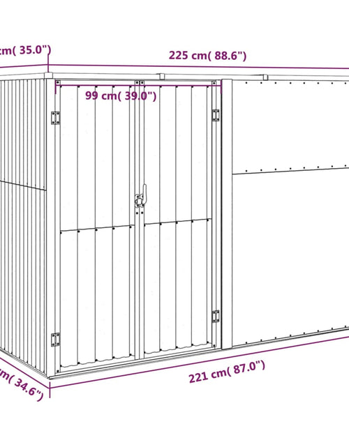 Încărcați imaginea în vizualizatorul Galerie, Șopron de grădină, maro, 225x89x161 cm, oțel galvanizat

