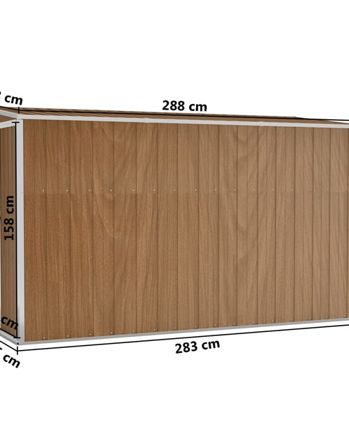 Загрузите изображение в средство просмотра галереи, Șopron grădină/montaj perete maro 118x288x178 cm oțel zincat
