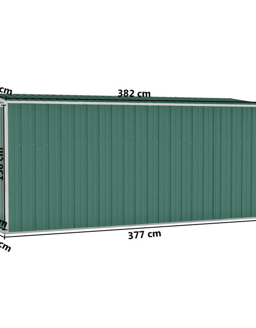 Загрузите изображение в средство просмотра галереи, Șopron grădină/montaj perete verde, 118x382x178 cm, oțel zincat
