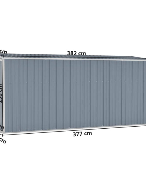 Загрузите изображение в средство просмотра галереи, Șopron grădină/montaj perete gri 118x382x178 cm oțel zincat
