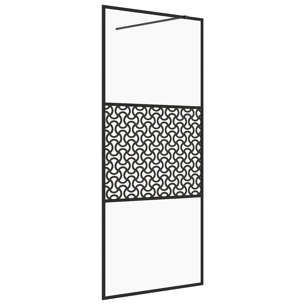 Paravan de duș walk-in negru 115x195 cm sticlă ESG transparentă