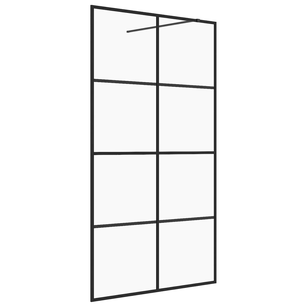 Paravan de duș walk-in negru 140x95 cm sticlă ESG transparentă