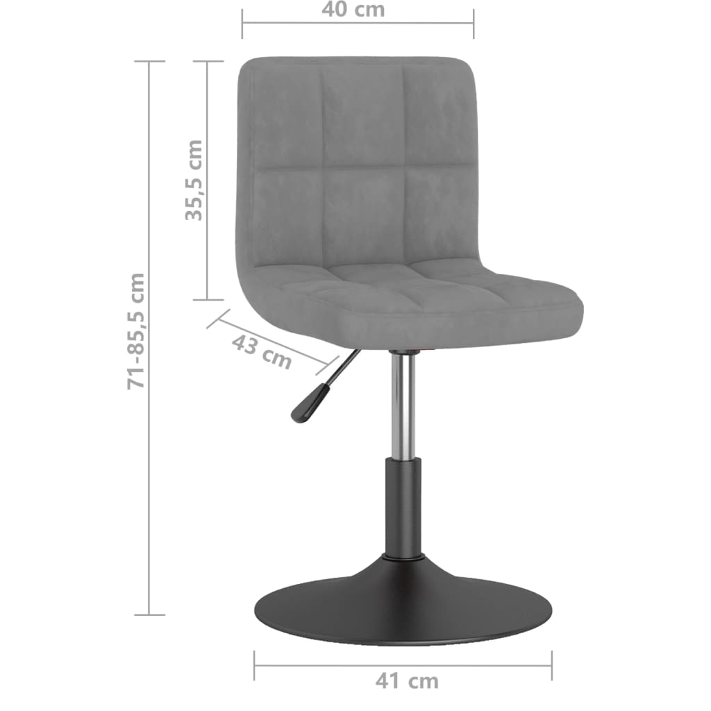 Scaune rotative de bucătărie, 2 buc., gri deschis, catifea