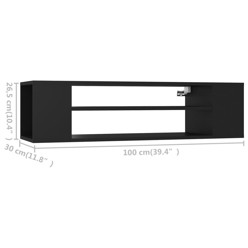 Dulap TV suspendat, negru, 100x30x26,5 cm, PAL