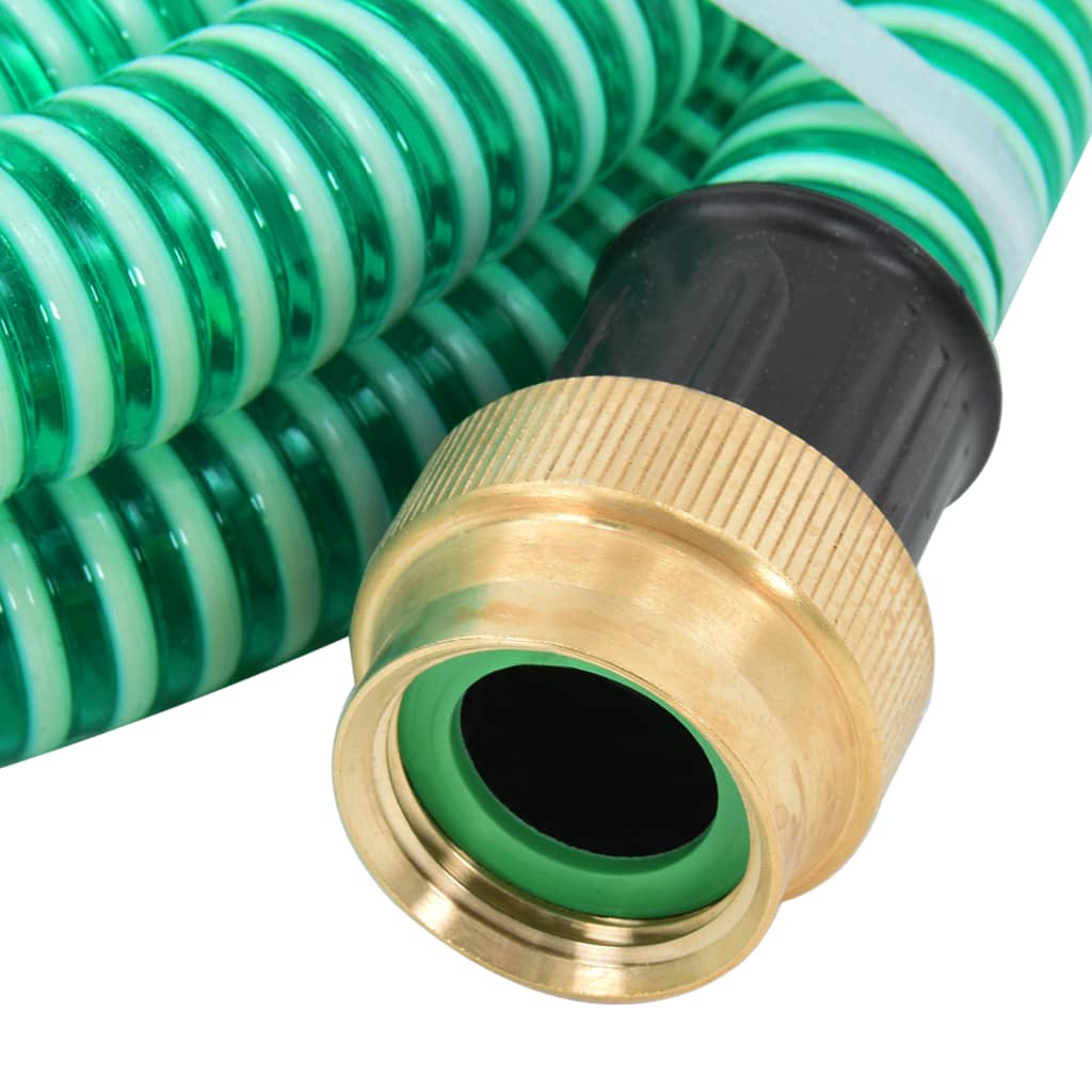 Furtun de aspirație cu racorduri din alamă, verde 1,1" 3 m, PVC