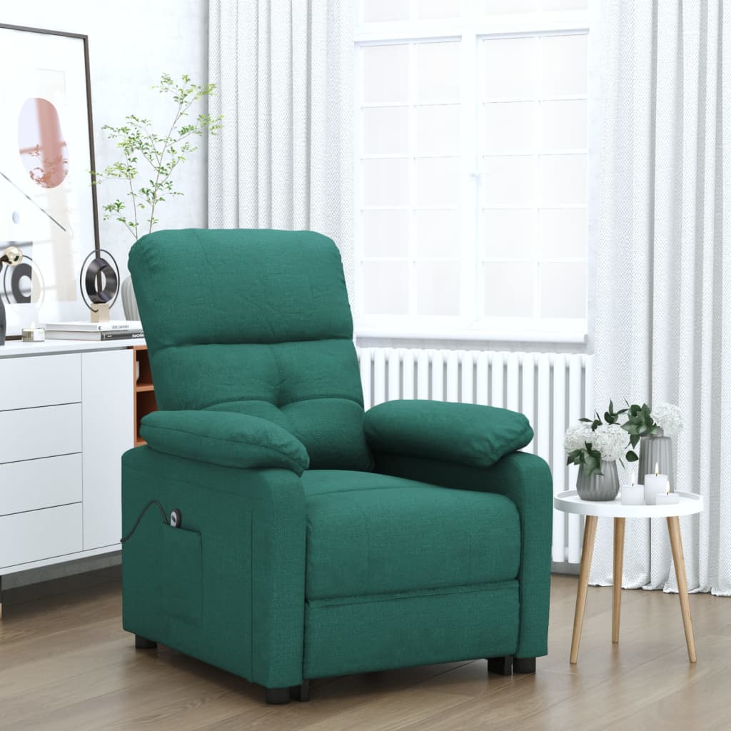 Fotoliu rabatabil electric, verde închis, material textil