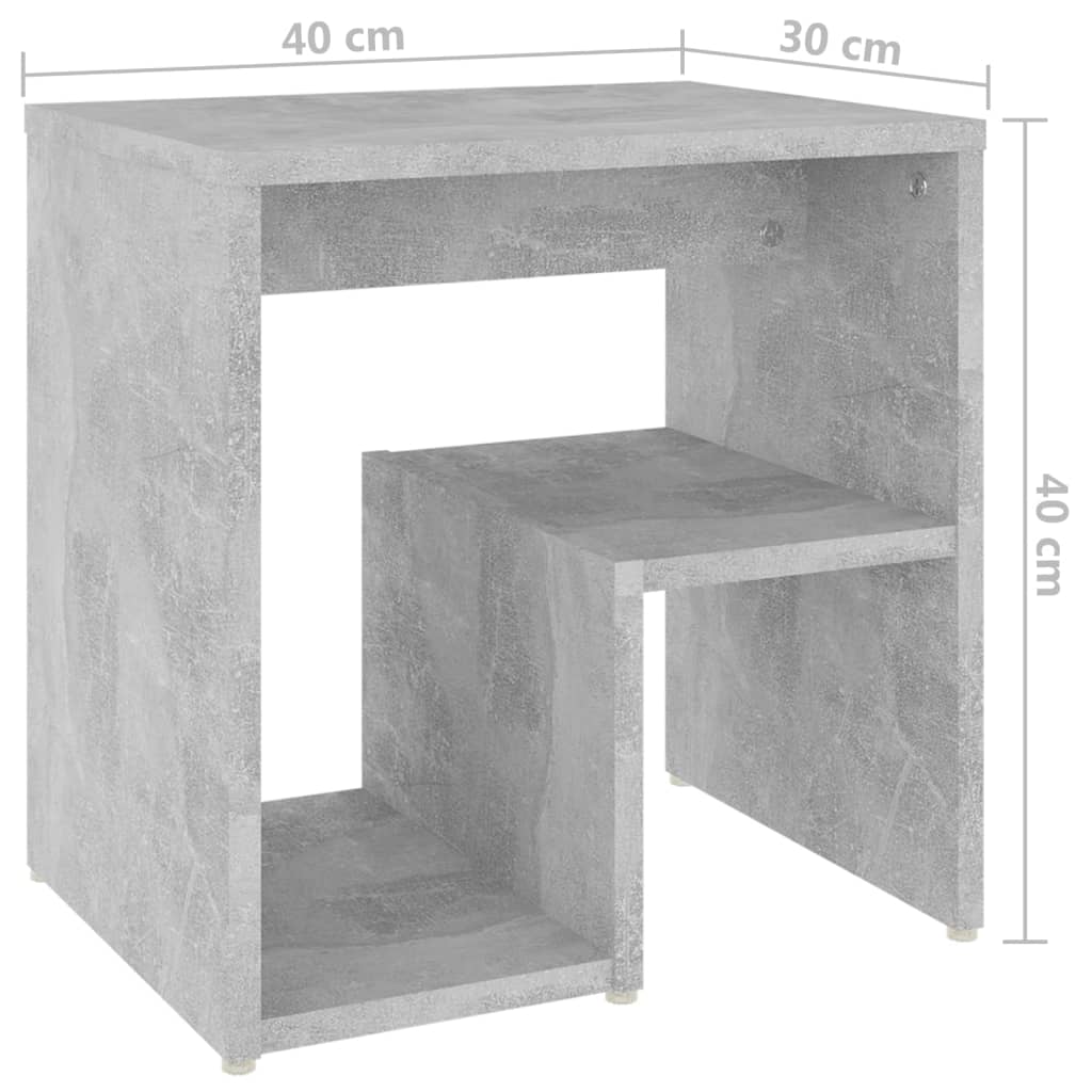Noptiere, 2 buc., gri beton, 40x30x40 cm, PAL