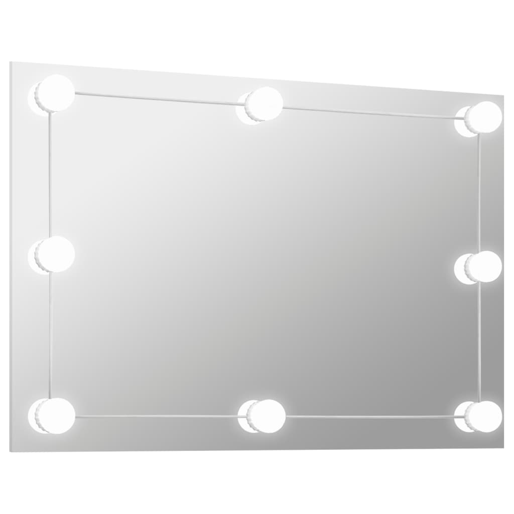 Oglindă de perete lumini LED fără ramă sticlă dreptunghiulară