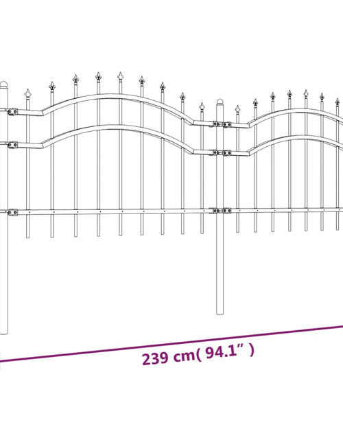 Încărcați imaginea în vizualizatorul Galerie, Gard grădină cu vârfuri negru 115 cm oțel vopsit electrostatic
