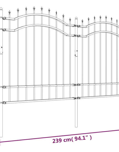 Загрузите изображение в средство просмотра галереи, Gard grădină cu vârfuri negru 165 cm oțel vopsit electrostatic
