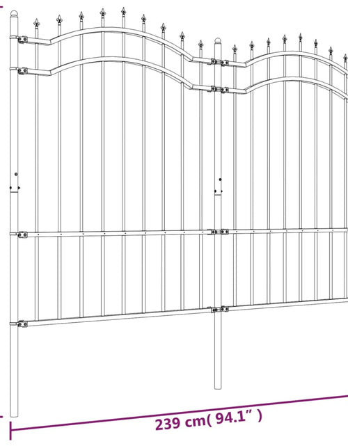 Загрузите изображение в средство просмотра галереи, Gard grădină cu vârfuri negru 190 cm oțel vopsit electrostatic
