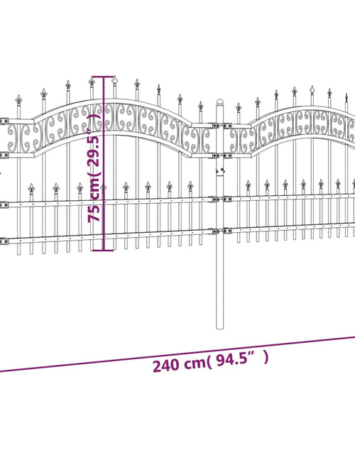 Încărcați imaginea în vizualizatorul Galerie, Gard grădină cu vârfuri negru 115 cm oțel vopsit electrostatic
