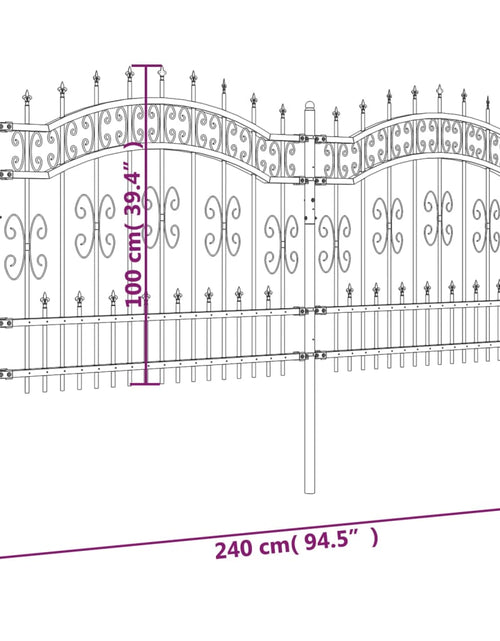 Încărcați imaginea în vizualizatorul Galerie, Gard grădină cu vârfuri negru 140 cm oțel vopsit electrostatic
