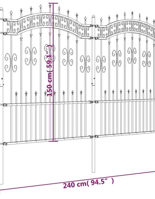Загрузите изображение в средство просмотра галереи, Gard grădină cu vârfuri negru 190 cm oțel vopsit electrostatic
