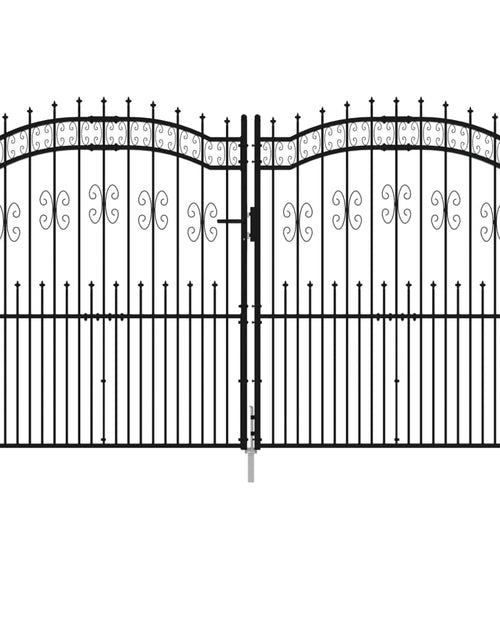 Încărcați imaginea în vizualizatorul Galerie, Poartă gard cu vârf negru 305x223 cm oțel vopsit electrostatic
