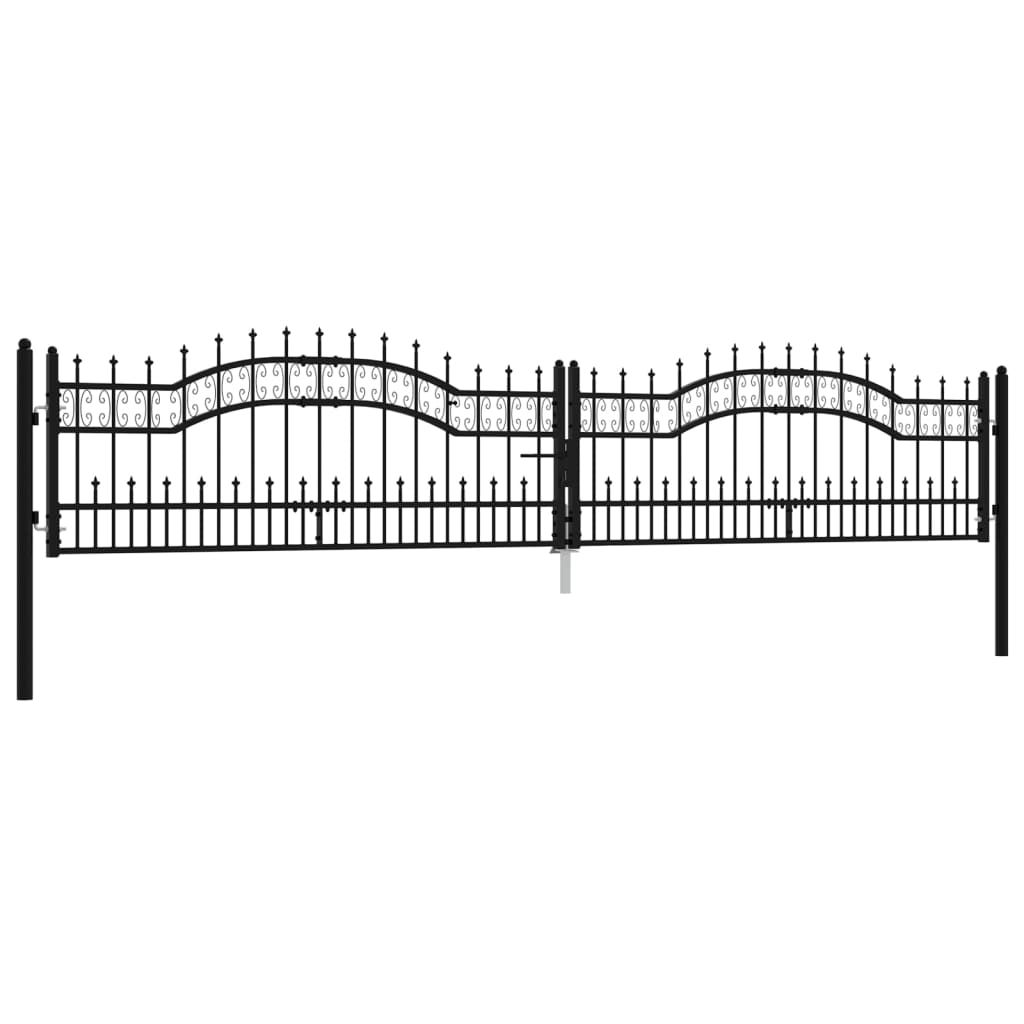 Poartă gard cu vârf negru 406x120 cm oțel vopsit electrostatic