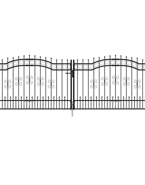 Загрузите изображение в средство просмотра галереи, Poartă gard cu vârf negru 406x173 cm oțel vopsit electrostatic
