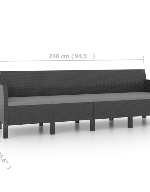 Загрузите изображение в средство просмотра галереи, Set mobilier de grădină cu perne, 3 piese, antracit, PP ratan
