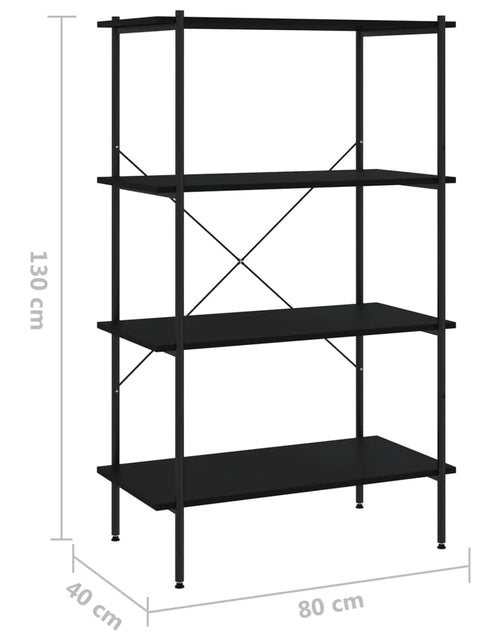 Загрузите изображение в средство просмотра галереи, Unitate cu rafturi pe 4 niveluri, negru, 80x40x130 cm
