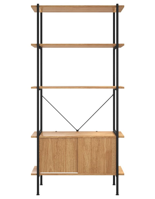 Încărcați imaginea în vizualizatorul Galerie, Unitate rafturi cu 5 niveluri și dulap, 80x40x163 cm oțel&amp;lemn
