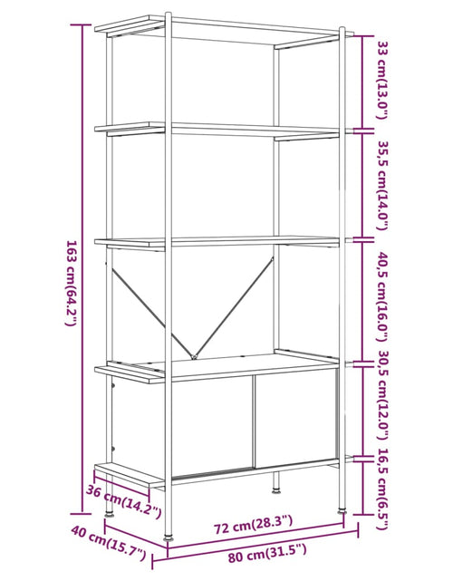 Încărcați imaginea în vizualizatorul Galerie, Unitate rafturi cu 5 niveluri și dulap, 80x40x163 cm oțel&amp;lemn
