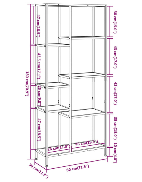 Загрузите изображение в средство просмотра галереи, Bibliotecă, 80x30x180 cm, oțel și lemn prelucrat
