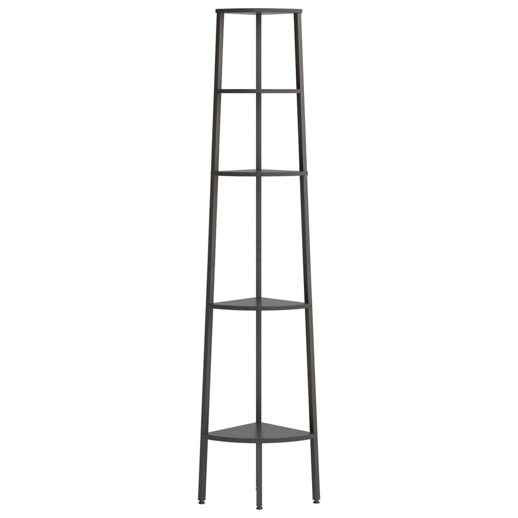 Raft de colț cu 5 niveluri, negru, 45,5x31,5x180 cm