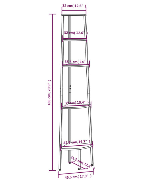 Загрузите изображение в средство просмотра галереи, Raft de colț cu 5 niveluri, negru, 45,5x31,5x180 cm

