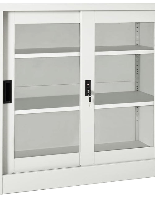 Încărcați imaginea în vizualizatorul Galerie, Dulap cu ușă glisantă, gri deschis, 90x40x90 cm, oțel
