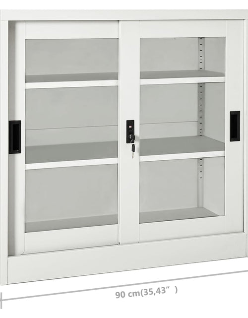Încărcați imaginea în vizualizatorul Galerie, Dulap cu ușă glisantă, gri deschis, 90x40x90 cm, oțel

