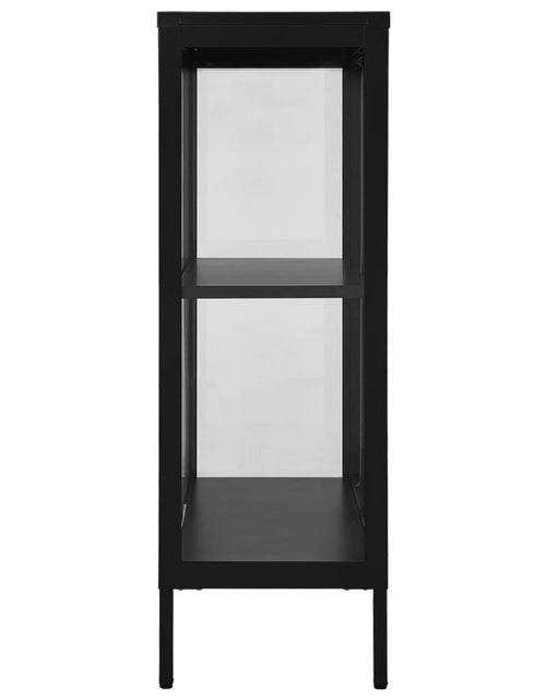 Загрузите изображение в средство просмотра галереи, Servantă, negru, 75x35x105 cm, oțel și sticlă
